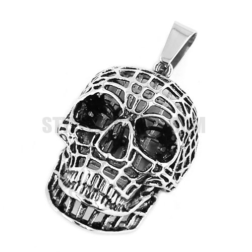 Gothic Stainless Steel Silver Hollow Out Skull Pendant SWP0402 - Click Image to Close